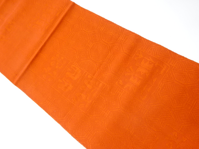 リサイクル　色紙に抽象花模様織出し名古屋帯